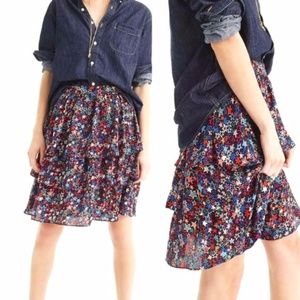 J. Crew Kaleidoscope Star Print Tiered Skirt Women's Size 00